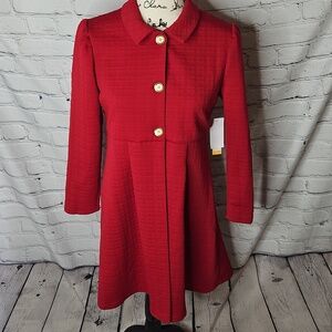 Purple Rose Girls Red Collared Dress Coat Size 16 NWT